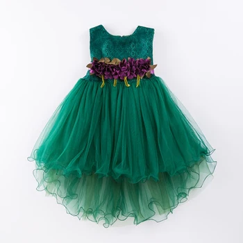 Mergina Suknelė Undinė Tiulio Vestuves Suknelė iki 2017 m. Vasaros Princesė Suknelės, Drabužiai Kamuolys Suknelė su Gėlėmis Dydis 4-9T rausva, žalia