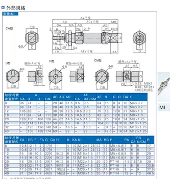 MI Serijos ISO6432 Nerūdijančio Plieno Mini Cilindrų MI25*100-S-CA pagimdė 25mm uosto PT1/8