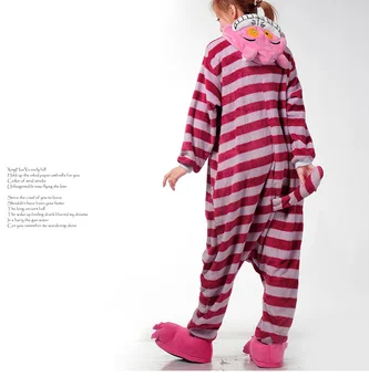 Mielas Cheshire Cat gyvūnų Pižama, Žiemą šilta Sleepwear skraiste animacinių filmų cosplay pijamas unisex suaugusiųjų flanelė Onesies moteris rinkinys