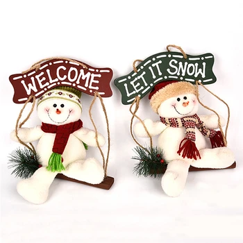 Mielas Kalėdų Pliušinis Lėlės Ornamentu Supasi Sniego Dėvi Raudoną Ir Žalią Skrybėlę Naujoviškų Dovanų Pliušinis Kimštiniai Žaislai, 26cm Lėlės Žaislas