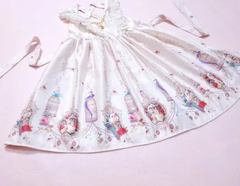 Mielas Moterų Suknelė Paukščių Sodas & Delfinų Žvaigždėtas Dangus Temą Suknelė Skristi Rankovėmis Suspender Lolita Dress