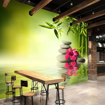 Modernių namų apdaila, tapetai, bambuko ir karšto pavasario gamtos freskos Klubo Hotel foną roll papel de parede