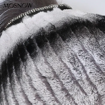 MOSNOW Gamtos Rex Triušio Kailiu Beanies Prabanga Silver Fox Fur Uodega Kamuolys 2017 Žiemos Vilnos Megzti Naujas Moterų Skrybėlę variklio Dangčio #PCM721
