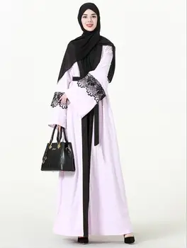 Musulmonų Abaja Perlai Maxi Suknelė Nėrinių Megztinis Kimono Ilgas Chalatas, Chalatai Laisvo Stiliaus Tunika Musulmane Artimuosiuose Rytuose Islamo Apranga