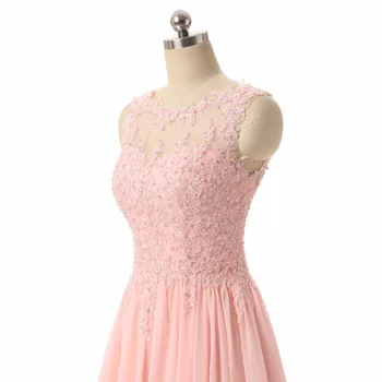 Naujas Elegantiškas Šifono Ilgai Prom Dresses 2017 Samtelis Kaklo Linija, Rankovių Aplikacijos Oficialią Vakaro Moterų Suknelės, Šaliai