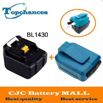 New 3000mAh 14.4V Li-ion Power Tool Battery for Makita 194065-3 BL1415 BL1430 MET1821 LXPH02 Battery +USB Charger Adapter