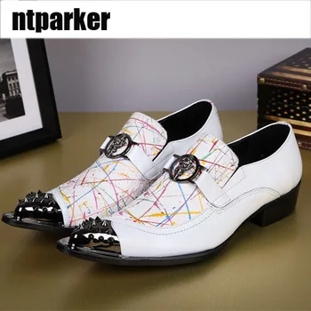 Ntparker-Naujas Atvykimo PRABANGIŲ italų Stiliaus Baltojo Žmogaus Odos Bateliai Smailiomis metalinėmis Oksfordo Bateliai Zapatos Hombre, EU38-46