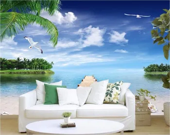 Pasirinktinius nuotraukų 3d tapetai Vandenyno prieplaukos, paplūdimys, kriauklių, tapybos sienos dokumentų namų dekoro 3d sienų freskomis tapetai už kambarį