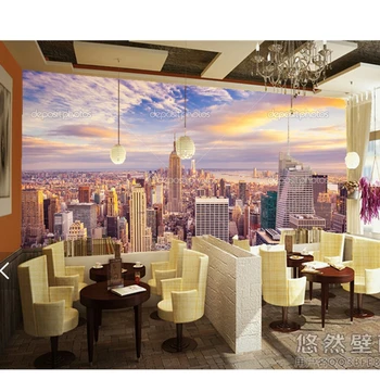 Pasirinktinius nuotraukų foną,New York City Saulės panorama.3D freskomis už kambarį, miegamąjį, TV sienos vandeniui vinilo papel de parede