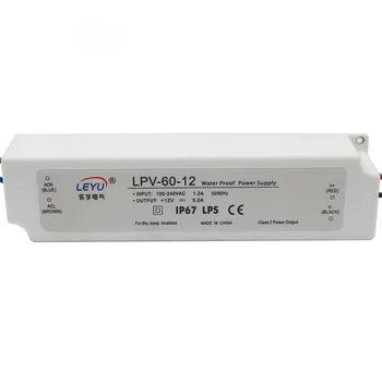 Plastikinis korpusas CE RoHS IP67 LPV-60-24 vandeniui 24v 60w led maitinimo šaltinis