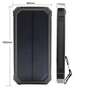 PowerGreen Monokristalinius Saulės Elementų Kroviklis 15000mAh Dual Išėjimo Solar Power Bank su Karabinai, 