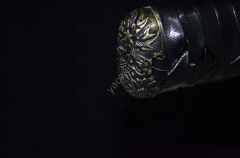 Rankinio Kalimo Mūšyje paruoštas molio grūdintas 1095 anglinio plieno japonijos katana kardas Gėlių tsuba originali ryklio odos juoda labai griežti