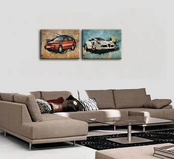Rankų darbo dizaino modernus automobilių nuotraukas bauda, drobė meno dekoro set nuotraukos spausdinamos 2vnt šiuolaikinio gyvenimo kambario sienos dekoras meno