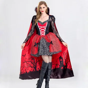 Renesanso Kolonijinės Tamsiai Karalienė Gotikos Vampyras Ragana Dress Helovinas Kostiumas
