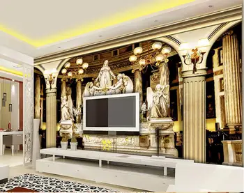 Romos skiltyje bažnyčia Europos stiliaus Freska 3D TV foną, pvc lipnios tapetai Namų Puošybai