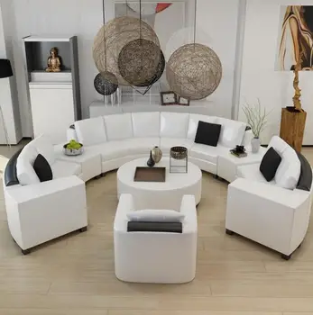 Round top grūdų odos sofos užsakymą kūrybinių mados kambarį sofos derinys modernus lenktas odos sofos, gyvenamasis kambarys sofos