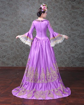 Royal Viduramžių Gotikos ir Renesanso Viktorijos Šalies Violetinė Kostiumai su Priekaba