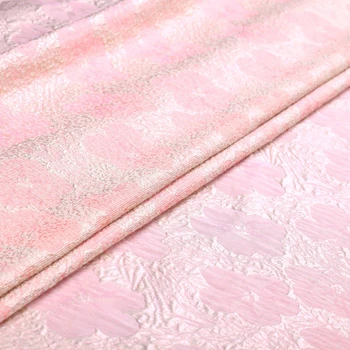 Rožinė žakardo audinio dizaineris super gražus gradientas poveikis šilko žakardo mados audinio suknelė