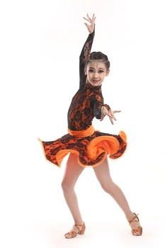 Suaugusiųjų Vaikų lotynų šokių kostiumas seksualus nėriniai ilgomis rankovėmis lotynų šokių suknelė Suaugusiems vaikams lotynų šokių suknelės S-4XL