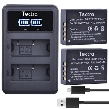 Tectra 2VNT NP-W126 Li-ion Kamera Bateria + LED Ekranas, USB Dual Kroviklis skirtas Fujifilm X-M1 X-M2 E1 E2 A1 X-T1 XT1 HS33 HS30 HS50