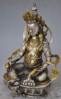 TNUKK Senovinių namų puošybai Tibeto Sidabro Vario Paauksuota Tibeto Budizmas Statula -- Baltoji Tara Buda metalo rankdarbių.