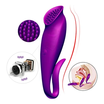USB Charging Sexy G-spot Clitoris Stimulator Dual Vibrator Licking Clit Climax Massager Flirting Masturbation Double Jump Egg A3