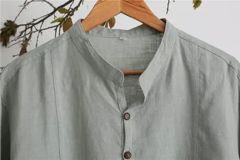 Vasaros mados aukštos kokybės gryno lino vyriški marškinėliai atsitiktinis vyriški marškiniai pusė rankovės dydį europos vyrų marškinėliai 3 spalvų