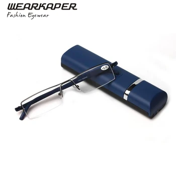 WEARKAPER Mėlyna TR-90 Plonas Nešiojamasis Kompaktinių Skaitymo Akiniai Stabdžių Akių Nuovargį W/Case+1 +1.5 +2 +2.5 +3 +3.5 +4