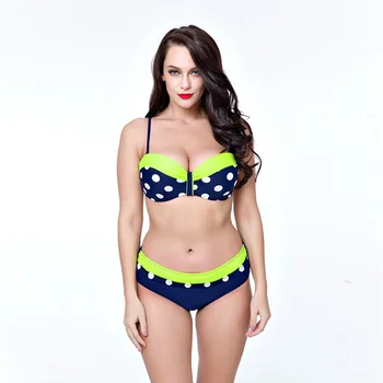 Wingteng 2018 plius dydis Brazilijos bikini komplektas push up maudymosi Kostiumėliai, Moterų Taškų maudymosi kostiumai didelio dydžio 5XL Retro bikini Apynasrio