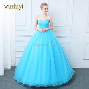 Wuzhiyi Blue lace-up ElegantQuinceanera suknelės Krištolo karoliukai vestidos de dizaineris Užsakymą Spalvinga baigimo suknelės 2017