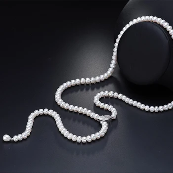 YIKALAISI 2017 Naujų natūralių gėlavandenių perlų Ilgi karoliai, papuošalai, originali 8-9 MM perlų vėrinį 925 sterlingas sidabro papuošalai