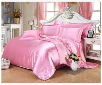 Šilko patalynės komplektas california king size karalienė visiškai twin Rožinė satino antklode padengti lovatiesė dvigubai įrengtas lova lapas antklodė doona 6pcs