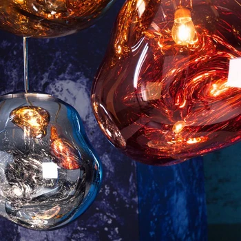 Šiuolaikinės 30/40cm Raudona Sidabro Aukso Išlydyti Stiklo Pakabukas Lempa, Lavos Nereguliarus Kūrybinio Dizainerio, Pakabinti Lempa Kambarį Miegamasis
