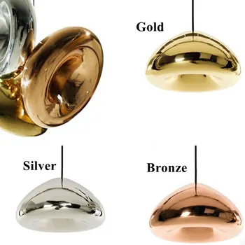 Šiuolaikinės Aukso ir Bronzos Skiedra Atspalvį Veidrodis Pakabukas Lemputė E27 LED Stiklo Pakabukas Lempa Modernus Kalėdų Stiklo Kamuolys Apšvietimas