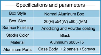 1 pieceExtrusion aliuminio medžiagos, elektronikos priemonės talpyklos 20(H)x54(W)X80(L)mm diecast aliuminio korpusas