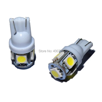 100vnt/daug Didmeninės Automobilių led lemputė T10 W5W 194 5 LED SMD 5050 Pleišto Šviesos Lempos Lemputes Išorės Patvirtinimo Žibintai
