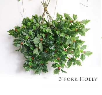 10VNT/DAUG Pu Dirbtinės 3 Galvos Holly Uogų daug Vaisių Augalų Dirbtinio Šilko Gėlių, Vaisių Kalėdų, Vestuvių Dekoravimas