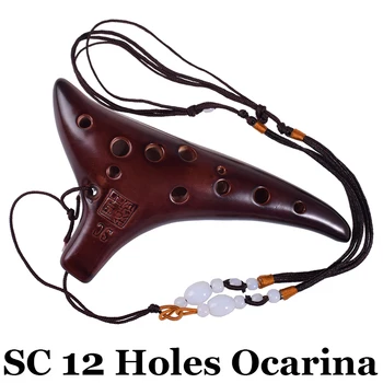 12 Skylę Ocarina Fleita Sopranas C Keramikos SC Pučiamieji Muzikos Instrumentai Zelda Laiko Tradicinis Povandeninis laivas Pakabukas Ocarina Dovanos