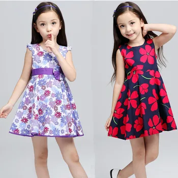 12M iki 5T baby & vaikams mergaičių vasaros medvilnės gėlių spausdinti princesė šalis suknelės vaikų vasaros laisvalaikio mielas lankas blyksnius suknelė