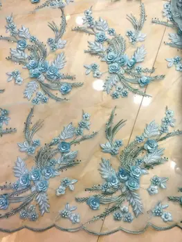 15 Spalvų Availabel Prabanga Afrikos Siuvinėjimo 3D Gėlių Rankų darbo Zawalcowany Perlai, Tiulio, Nėrinių Audinys Su Cirkonio