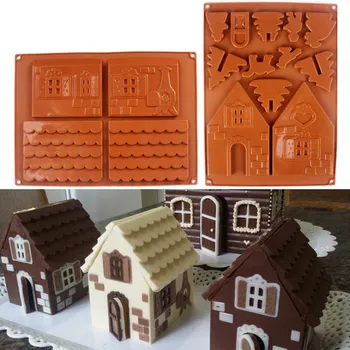 2 Vnt/Set 3D Kalėdų Meduoliai su imbiero priedais Namai Silikono Formos Šokoladinis Pyragas Pelėsių 