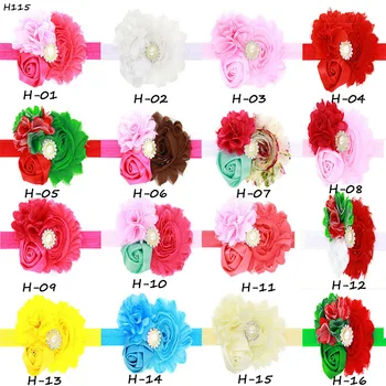 20 vnt./dalis , kalėdų šifono gėlių ekrano užsklandą skurdus šifono gėlių lankelis su elastinga plaukų aksesuarai