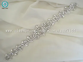 (30 vnt.), Didmeninės vestuvių varčios rankų zawalcowany sidabro aiškiai krištolas kalnų krištolas aplikacijos vestuvinių suknelių varčios diržo WDD0630