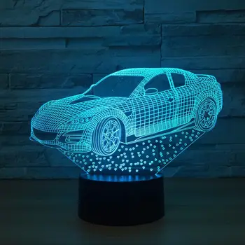 3D Lempos Super Greitai Dizaino Automobilis, 7 Spalvų Led Naktį Žibintai Vaikams Touch Led Usb Lentelė Kūdikis Miega naktinė lempa Holograma Namų Dekoro