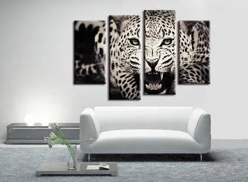 4 pieces / set Piece Large Modern Printed Cheetah african Oil Painting Picture Decorative paintings Canvas Wall Art For Living