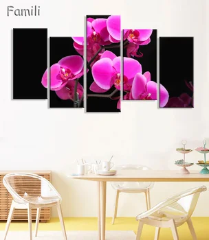 5 vnt Frameless Drobė Nuotraukų Spaudinius Violetinė Orchidėja Sienos Meno Nuotrauką Drobė Paveikslų, Namų Dekoro sienos nuotraukas, už kambarį