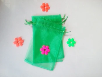 500pcs Žolė žalia organza dovanų maišeliai 9x12cm šalies krepšiai moterų atveju wed Raišteliu maišelį Papuošalai Ekranas Krepšys 