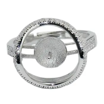 925 Sterlingas Sidabro Žiedas Nustatymas Tinka 7mm Apvalus Granulių Vestuvinis Žiedas Jos ID31048