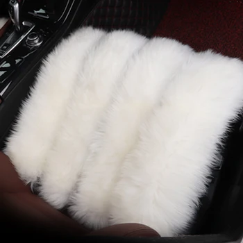 Australijos Avikailio Prabangių Kailio Pagalvėlė Ilgai Vilnos Šiltas Kvėpuojantis Minkštas Apima Kėdės Pagalvėlė Automobilio Sėdynės -Ėriukų Balta