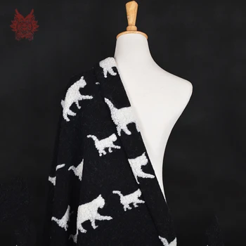 Balta juoda camel su tigro žakardo kašmyro vilnos megzti audinio žiemos paltai vilnonių audinių telas tecidos stoffen SP4443